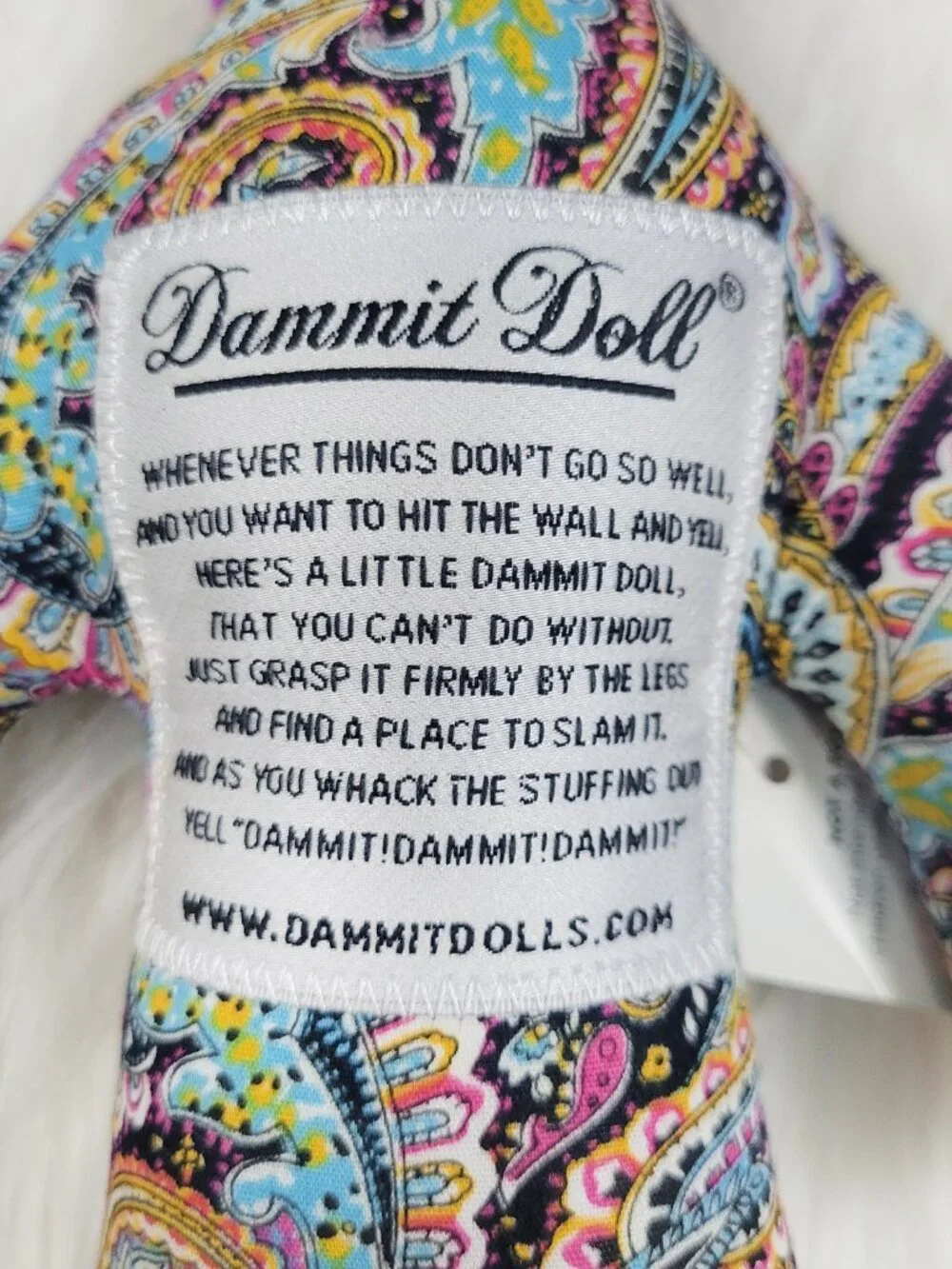 New Dammit Doll Paisley Pattern Stress Gag Plush Gift 12